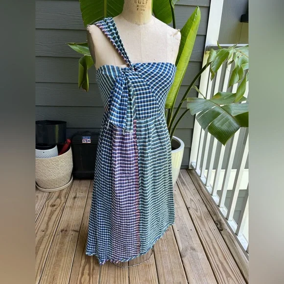 anthropologie blue and white dress Cyrena Women's M Linen Shirt Dress Embroidered Boho XS at Anthropologie New Anthropologie Blue & White